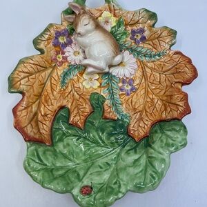 Fitz And Floyd Sleeping Ceramic Rabbit Dish Easter Theme